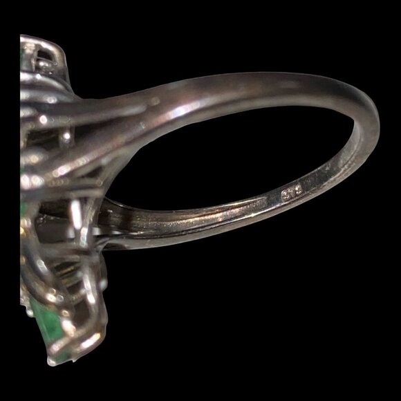 Ring Emeralds Size 8 9 Stones 4.82 Carats Sterling Silver 925 SIS Vintage - Picture 16 of 16
